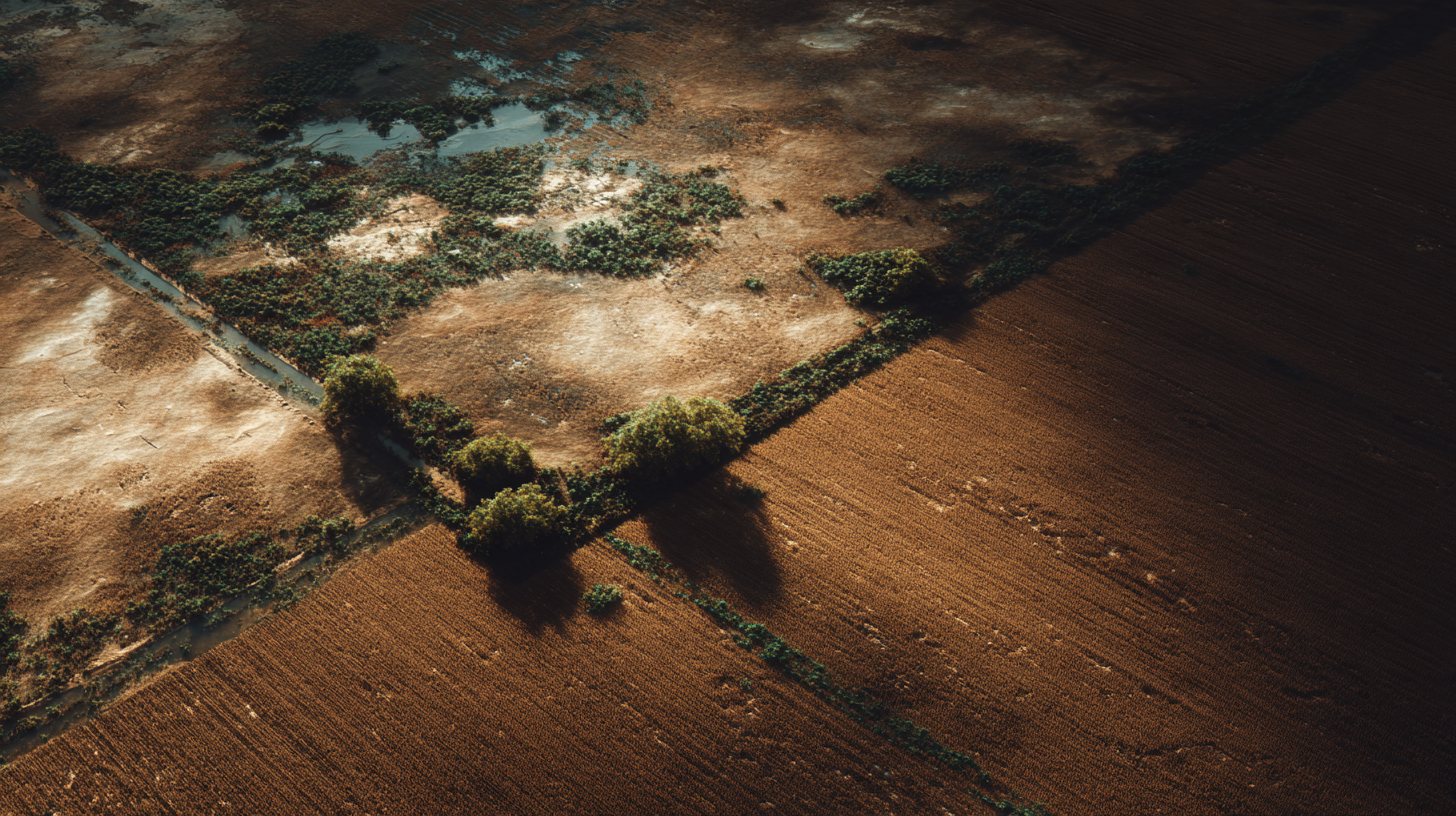 Aerial photo of a field with dry patches
